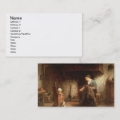 Het Mending van de Netten (olie op paneel) Visitekaartje (Voorkant / Achterkant)