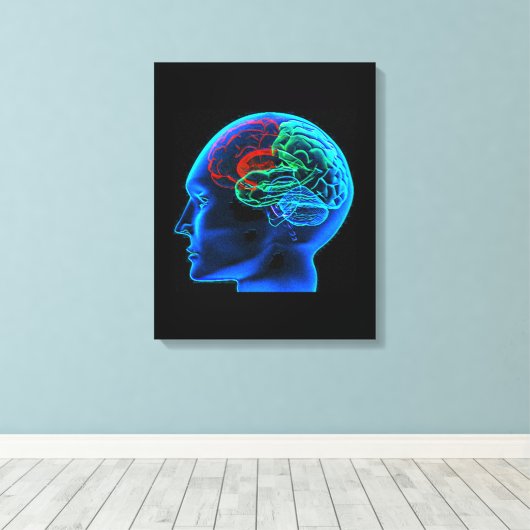 Het menselijk brein stretched canvas print (Insitu (Houten vloer))