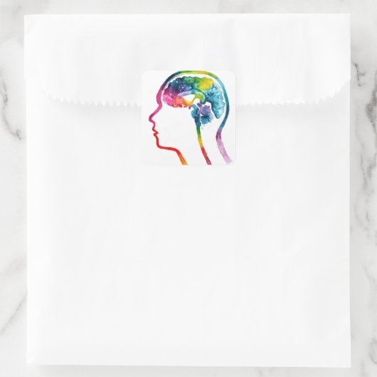 Het menselijk brein vierkante sticker (Tas)