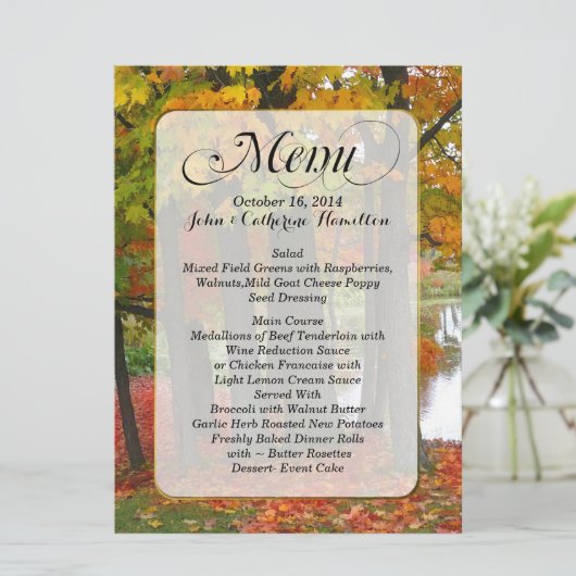 Het menu Aangepaste bruiloft voor alle kleuren inv (Staand voorkant)