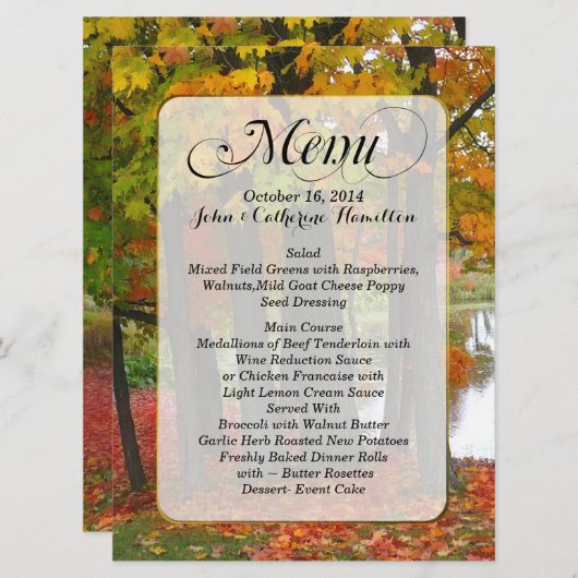 Het menu Aangepaste bruiloft voor alle kleuren inv (Voorkant / Achterkant)