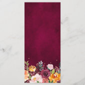 Het menu Autumn Burgundy Blush Floral Blossom Wedd (Achterkant)