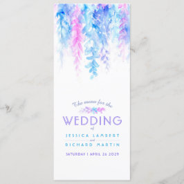Het menu blauw cascading floral art waterverf