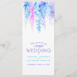 Het menu blauw cascading floral art waterverf