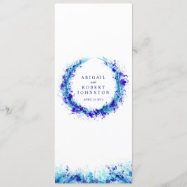 Het menu blauwe splat art krans waterverf