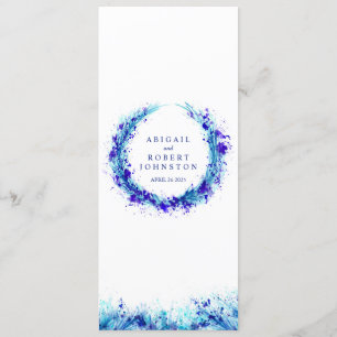 Het menu blauwe splat art krans waterverf