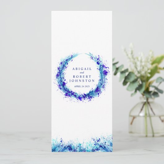 Het menu blauwe splat art krans waterverf (Staand voorkant)