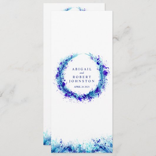 Het menu blauwe splat art krans waterverf (Voorkant / Achterkant)