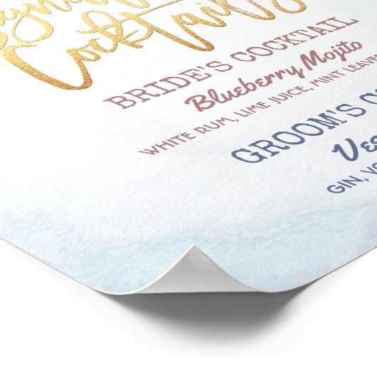 Het Menu Blauwgroen Gold Agate Geode van de Drink  Poster (Hoek)