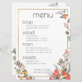 Het Menu-Bloemen van de bruiloft & Gold lijst Menu (Voorkant / Achterkant)