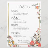 Het Menu-Bloemen van de bruiloft & Gold lijst Menu (Voorkant)