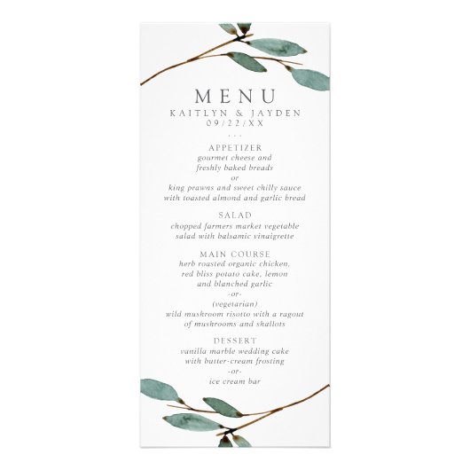 Het menu Botanische Bliss Wedding Collectie (Voorkant)