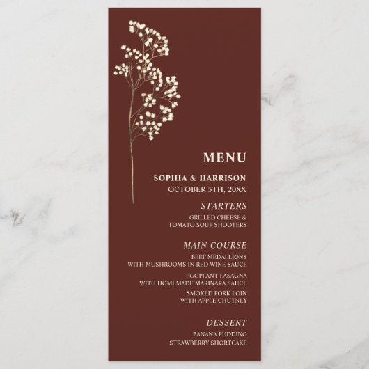 Het menu Breath Wedding door Gypsophila Dark Red B (Voorkant)