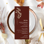 Het menu Breath Wedding door Gypsophila Dark Red B<br><div class="desc">Donkere rode bietenkleurmenu met een gebroken witte tekst en een afbeelding van gypsophila links.</div>