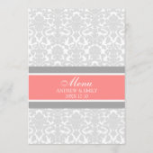 Het menu Coral Grey Floral Damask (Achterkant)