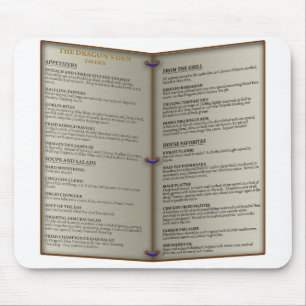 Het menu Den Tavern van Dragon Muismat
