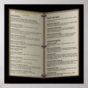 Het menu Den Tavern van Dragon Poster