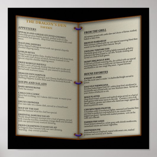 Het menu Den Tavern van Dragon Poster (Voorkant)