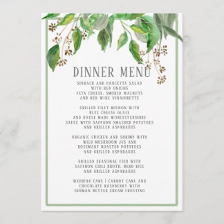 Het menu Dinner Summer Foliage Greenerage Eucalypt