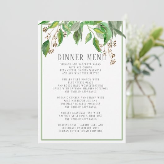 Het menu Dinner Summer Foliage Greenerage Eucalypt (Staand voorkant)