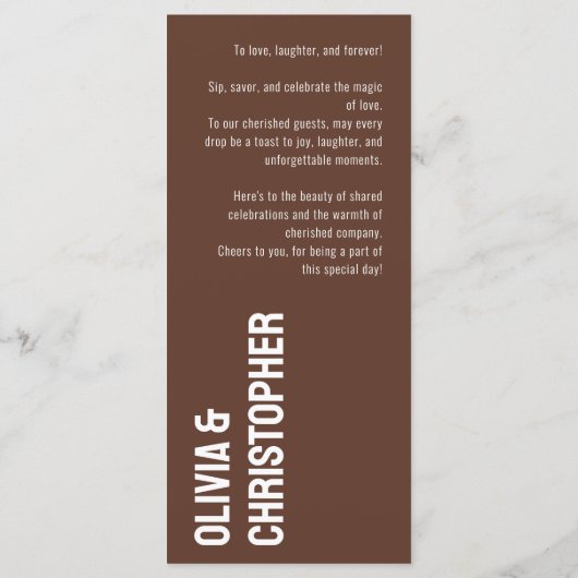 Het menu Drinken met tekst Minimalistisch Vet (Achterkant)