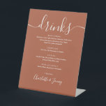 Het Menu Drinken van de Bieden van de Handtekening Reclamebord Met Voetstuk<br><div class="desc">Dit stijlvolle terracotta script minimalistische drinken menubord is perfect voor uw bruiloft. Ontworpen door Thisnotme©</div>