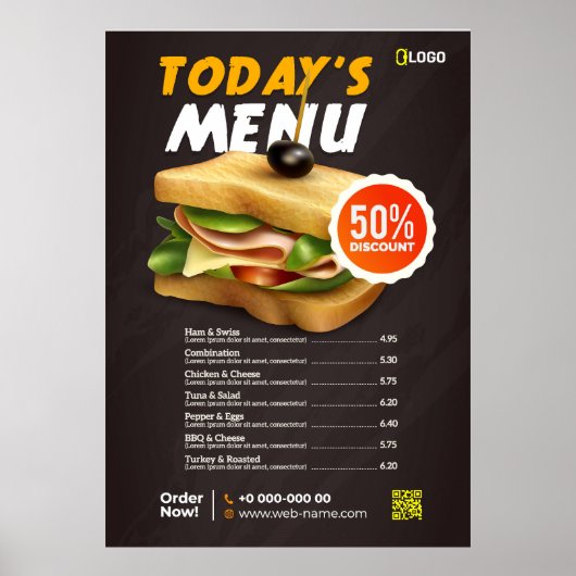 Het menu Fast Food Poster (Voorkant)