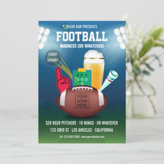 Het menu GebeurtenisPromo voor Football van balk v Kaart (Staand voorkant)