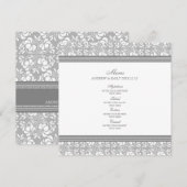 Het menu Grijze Floral Damask (Voorkant / Achterkant)