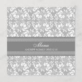 Het menu Grijze Floral Damask (Achterkant)