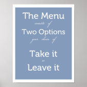 Het menu heeft twee keuzes poster (Voorkant)