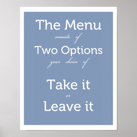 Het menu heeft twee keuzes poster (Voorkant)