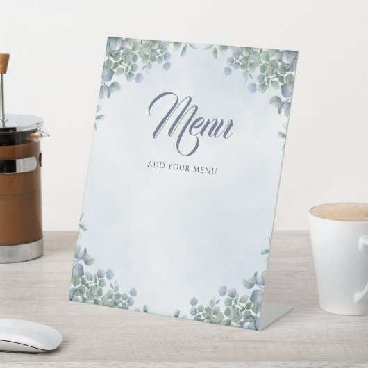 Het menu Jongen Greenery Blue Waterverf Reclamebord Met Voetstuk (Insitu)