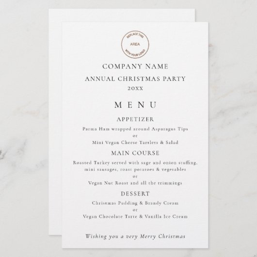 Het menu Kerstfeestdagen Logo (Voorkant / Achterkant)