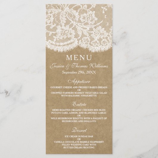 Het menu Kraft & Lace Collectie Sjablonen (Voorkant)