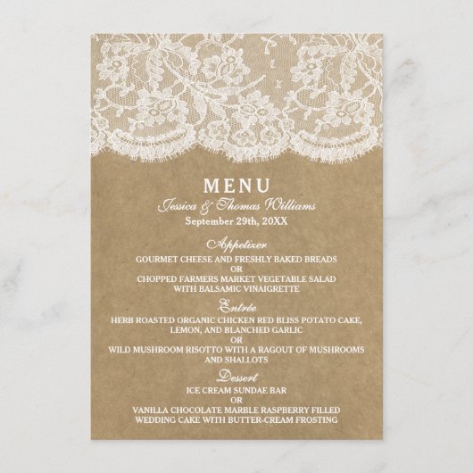 Het menu Kraft & Lace Collectie Sjablonen (Voorkant)