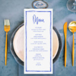 Het menu Lange Franse blauwe handgeschreven bruilo<br><div class="desc">Modern Frans Blue Wedding Long Menu</div>