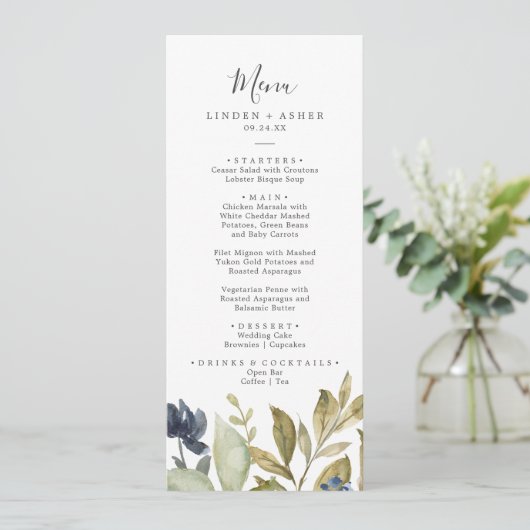 Het menu Najaar Greenery Wedding (Staand voorkant)