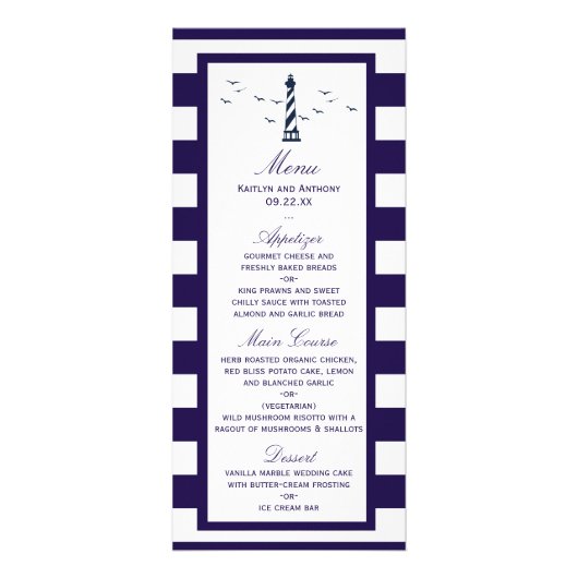 Het menu Nautical Lighthouse Wedding Collectie (Voorkant)