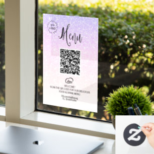 *~* Het menu QR LOGO Ombre Glitter van het Voedsel Raamsticker