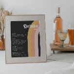 Het menu 'Rainbow Dark Wedding Drinken' van Modern Poster<br><div class="desc">Deze moderne retro 70's rainbow dark bruiloft drink menu poster is perfect voor je eenvoudige sinaasappel, roos goud, en bruine roze bruiloft. Ontworpen met elementen van een klassieke, kleurrijke boho-boog en groovy-minimalistische strepen. Het ontwerp heeft een uniek abstract tropisch strand, geweldig voor elke lente, zomer of herfstbruiloft. Het product is...</div>