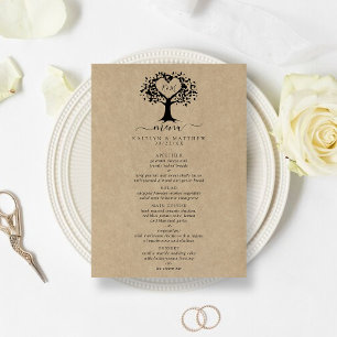 Het menu Rustic Heart Tree Wedding Collectie