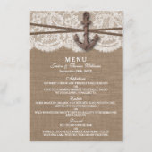 Het menu Rustic Nautical Anchor Wedding Collectie (Voorkant)