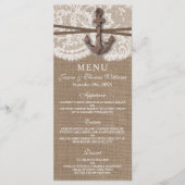 Het menu Rustic Nautical Anchor Wedding Collectie (Voorkant)