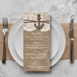 Het menu Rustic Nautical Anchor Wedding Collectie