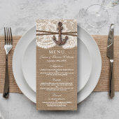 Het menu Rustic Nautical Anchor Wedding Collectie