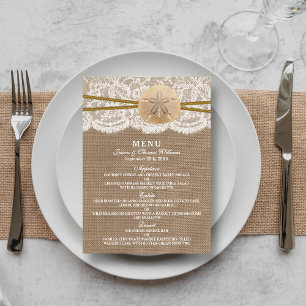 Het menu Rustic Sand Dollar Wedding Collectie