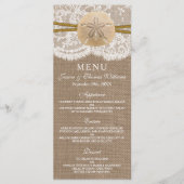 Het menu Rustic Sand Dollar Wedding Collectie (Voorkant)