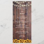 Het menu Rustige Sunflower & String Lights Wedding (Voorkant)