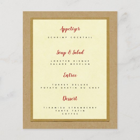 het menu sjabloon van de feestdag voor het kerstdi (Achterkant)